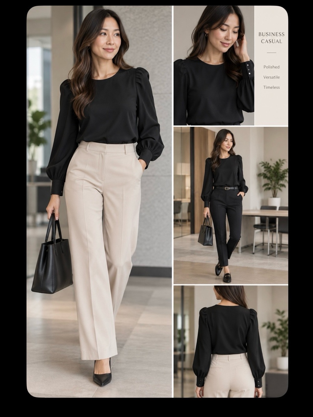 RW&CO. Black Puff-Sleeve Blouse